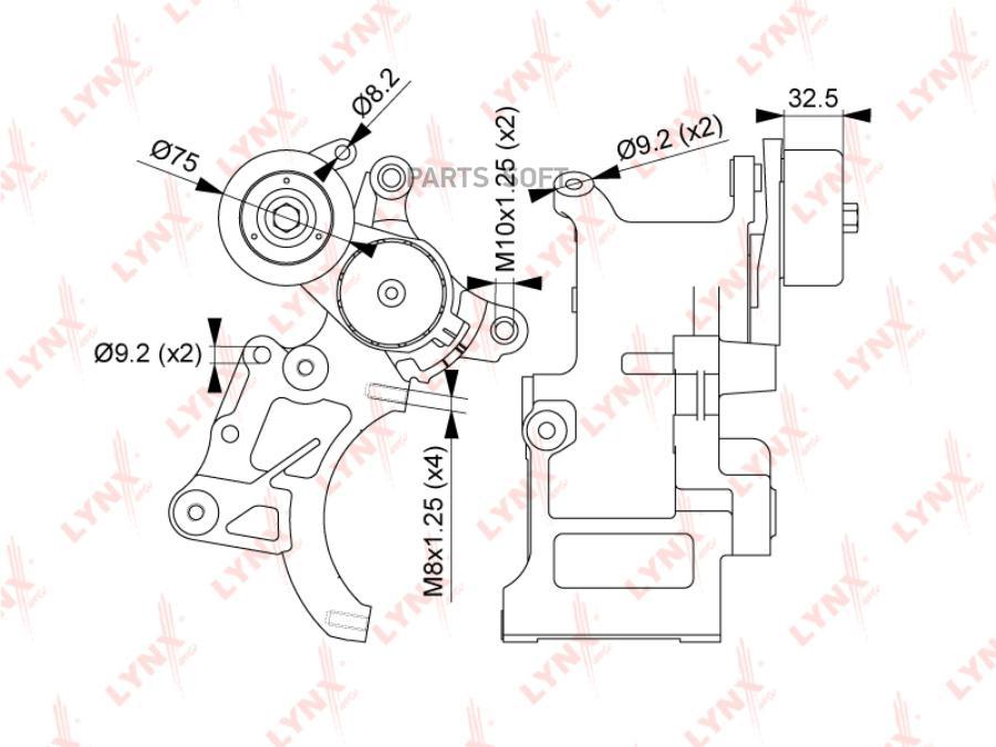 

LYNXAUTO PT-3264 Натяжитель руч.ремня TOYOTA Land Cruiser Prado120/150 3.0D 02 /Land Cruis