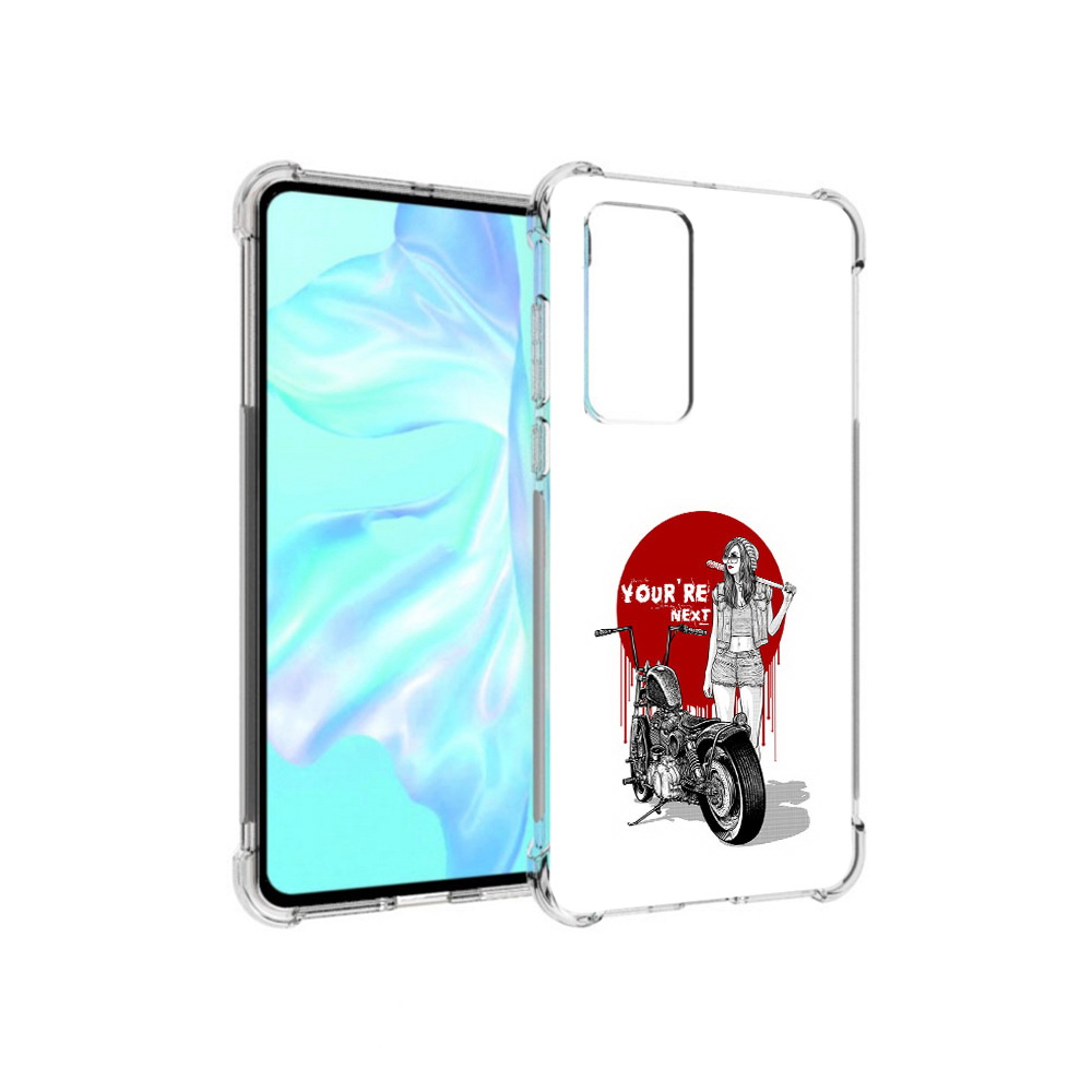 Чехол MyPads Tocco для Huawei P40 девушка с мотоциклом