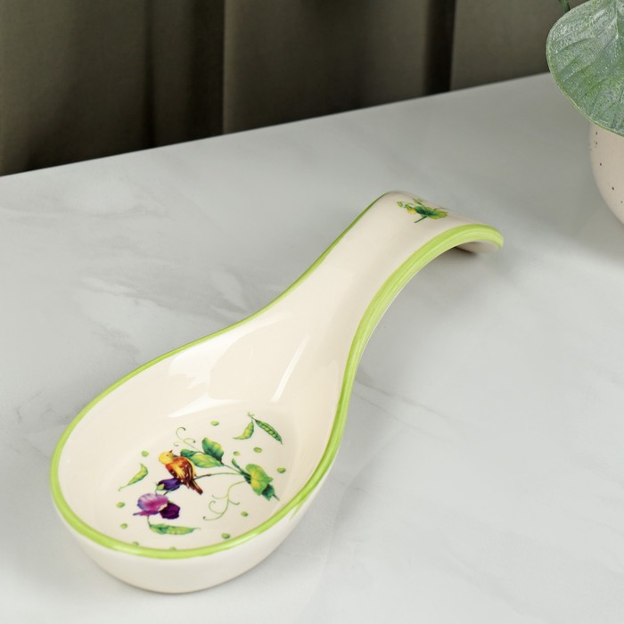 

Подставка керамическая под ложку Доляна Зеленый сад, 21,5x7,5 см