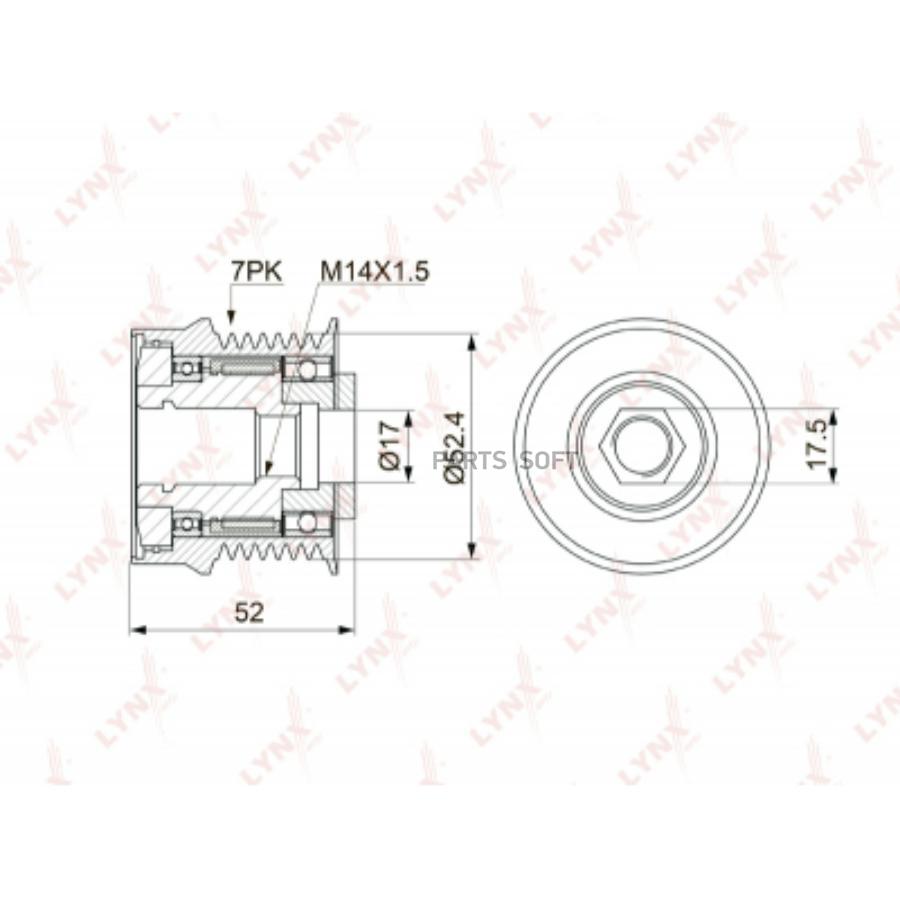 

LYNXAUTO PA-1150 Шкив генератора TOYOTA CAMRYV40/50 3.5 08= /HIGHLANDER 3.5 07= 1шт