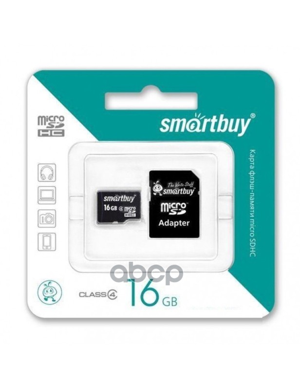 A55214S_карта памяти MicroSD 16GB Smart Buy Class 10 +SD адаптер\