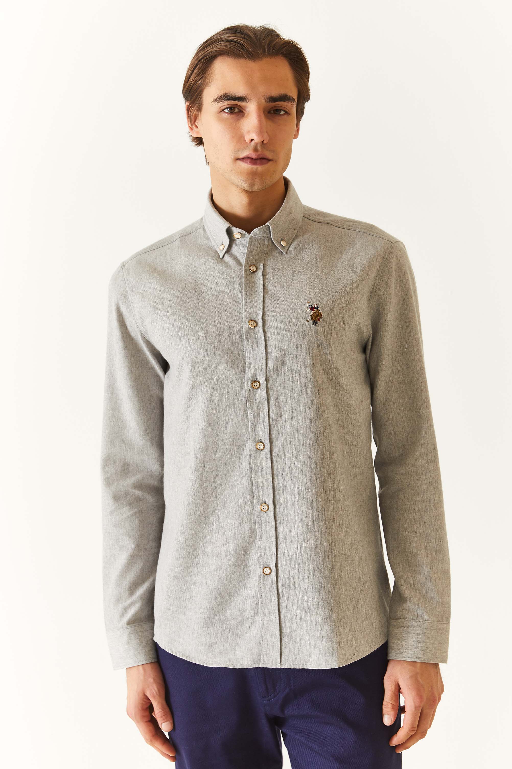 Рубашка мужская US POLO Assn G081SZ0040AKIS023K бежевая M 5640₽