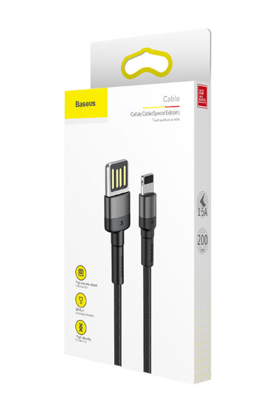 

Кабель Baseus Cafule Cable Special Edition USB - Lightning 1.5A, 2 м, черный (CALKLF-HG1), 3374