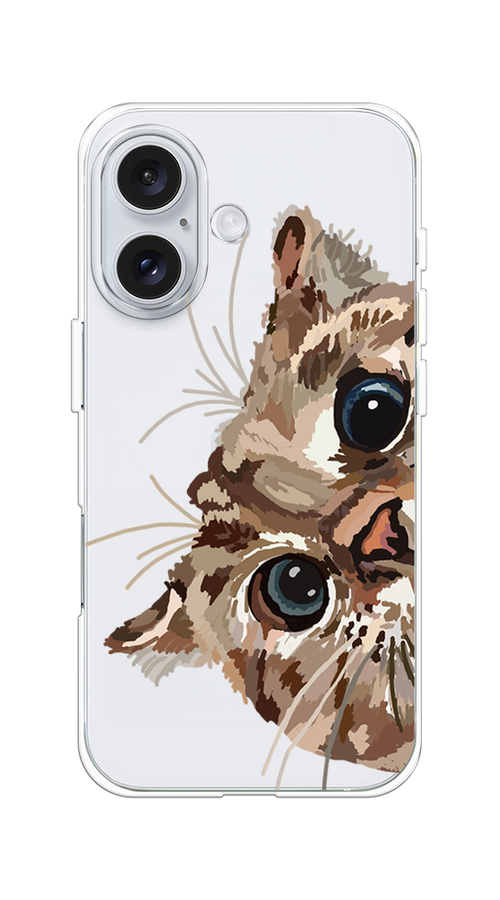 

Чехол на Apple iPhone 16 "Любопытный кот", Коричневый;синий;черный, 16050-1