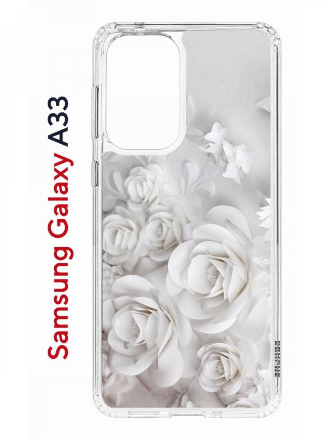 Чехол на Samsung A33 Kruche Print White roses, противоударный бампер, с защитой камеры