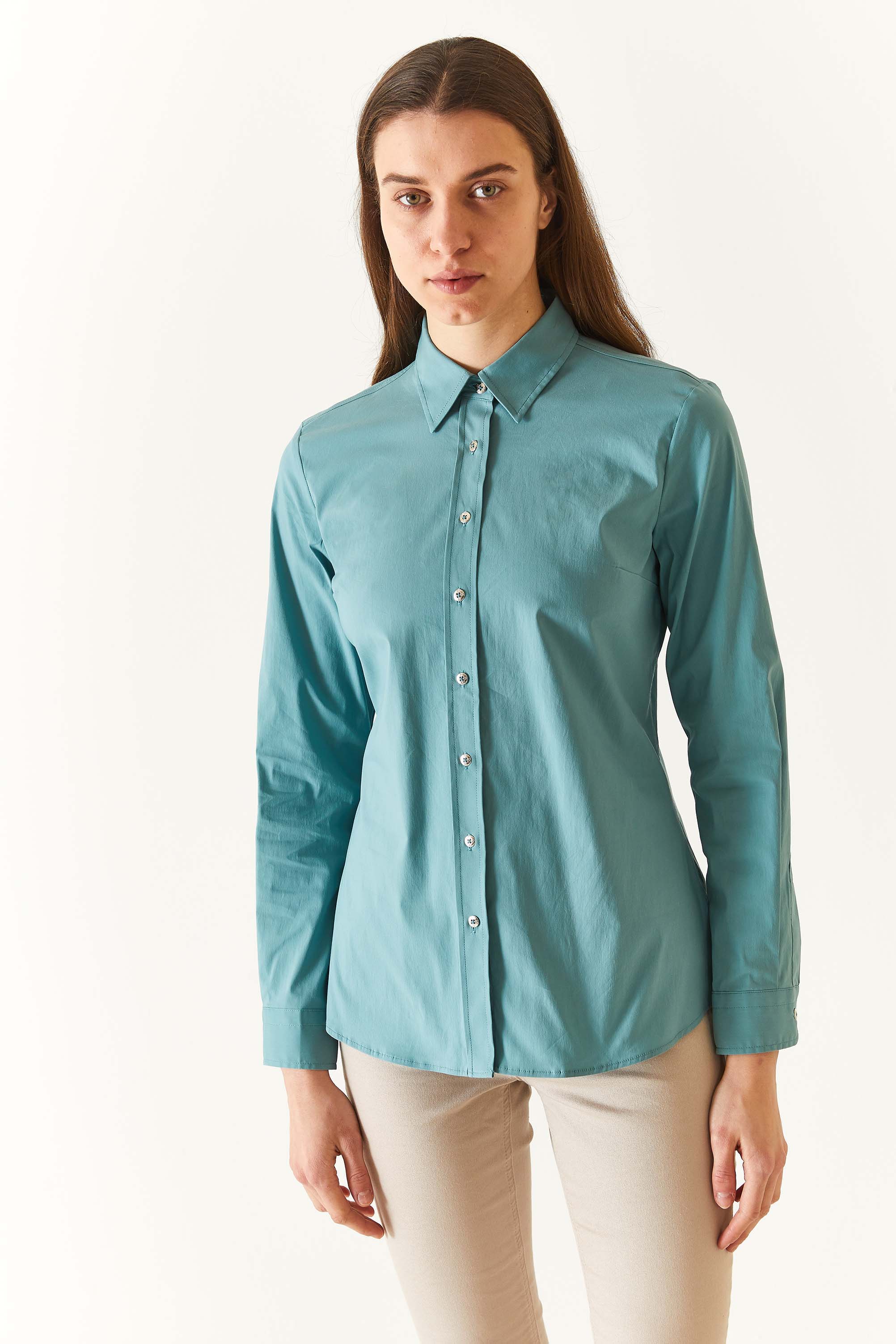 Рубашка женская US POLO Assn G082SZ0040CRISYA023K бирюзовая 36 5200₽