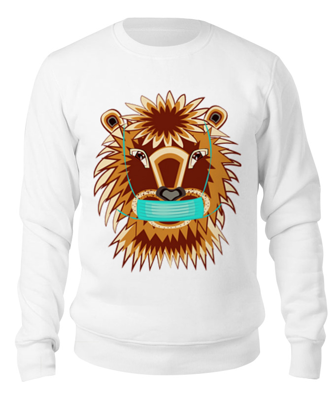 

Свитшот унисекс Printio Лев в маске белый XL, Лев в маске