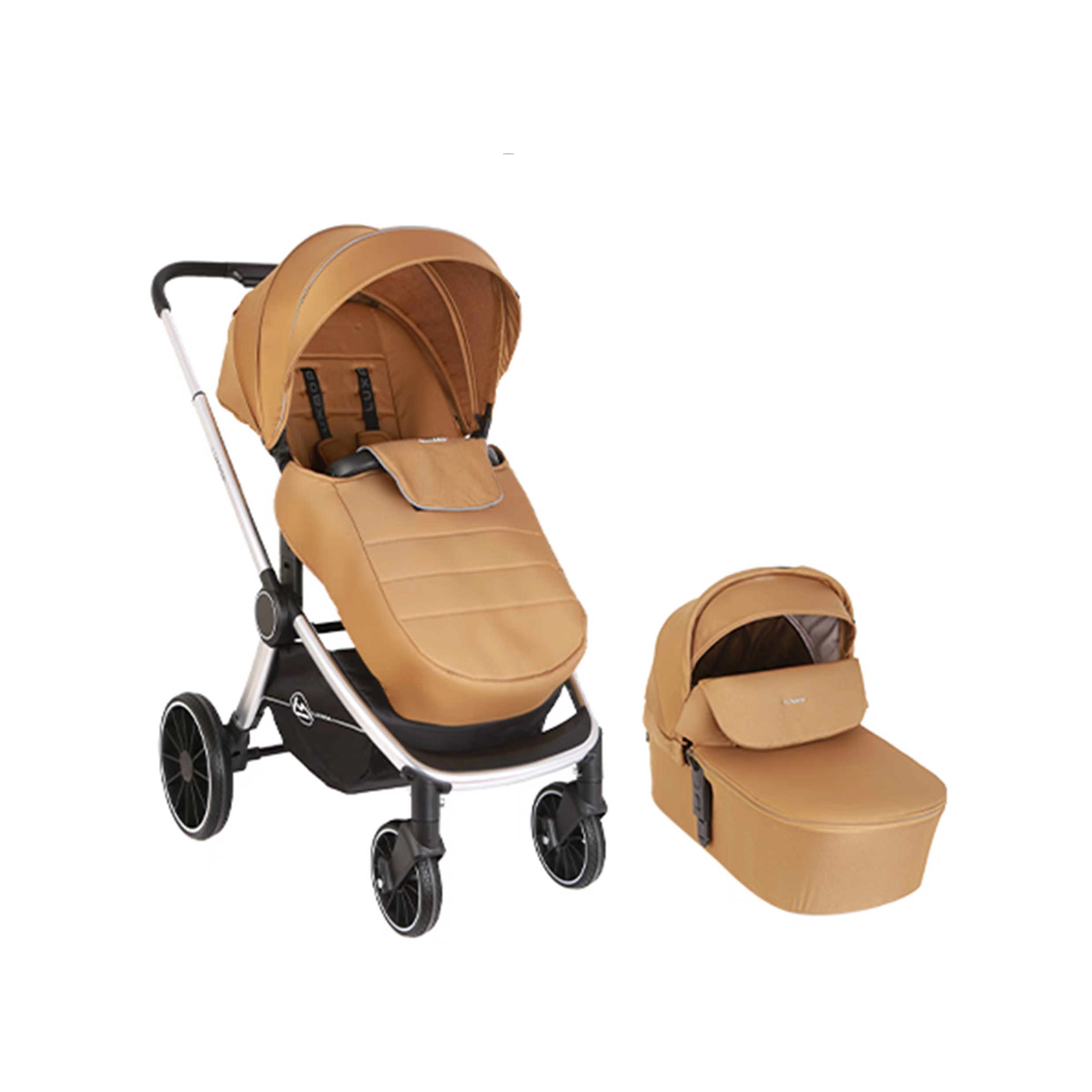 Детская коляска 2 в 1 Luxmom 780, коричневый коляска reindeer wiklina eco line set 1 люлька на раме с конвертом коричневый el 1