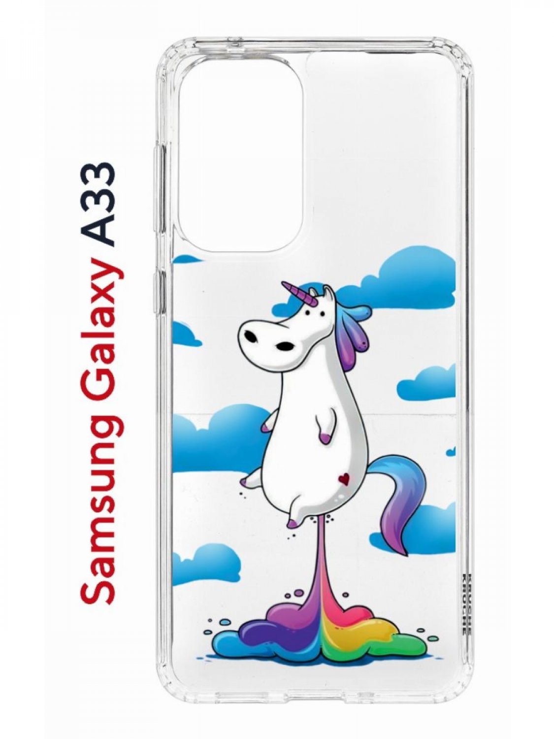 Чехол на Samsung A33 Kruche Print Flying Unicorn, противоударный бампер, с защитой камеры