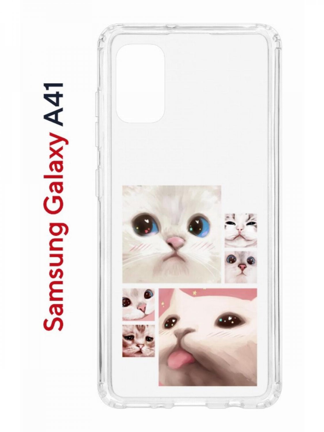 Чехол на Samsung A41 с принтом Kruche Print Коты, противоударный бампер, с защитой камеры