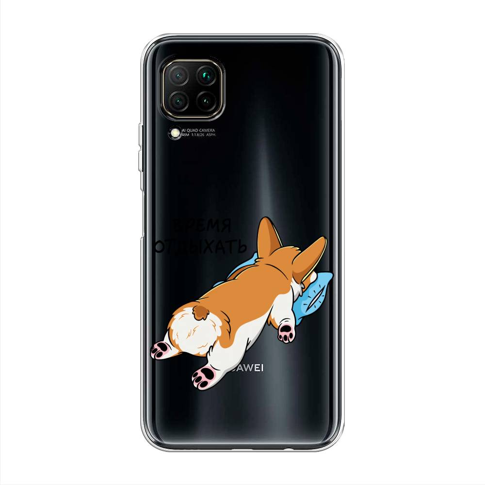 

Чехол на Huawei Nova 7i "Корги отдыхает", Черный;коричневый;голубой, 611850-1