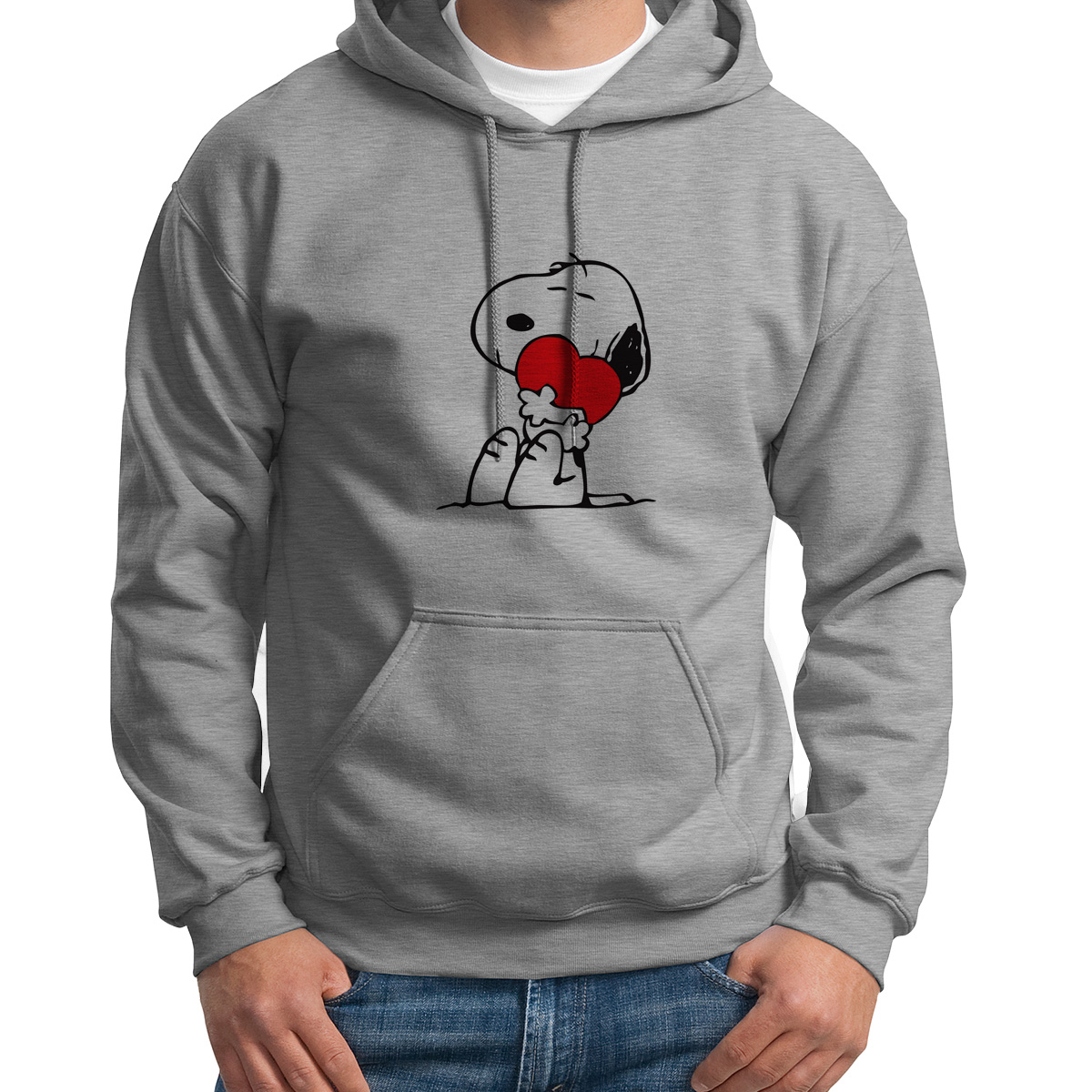 

Худи унисекс CoolPodarok Мультфильм.Снупи с сердечком серое 44 RU, S0501722