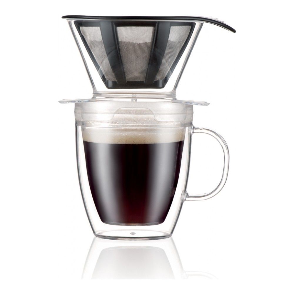 фото Набор для кофе bodum: термобокал с двойными стенками и фильтр pour over 2 в 1, 0,35л