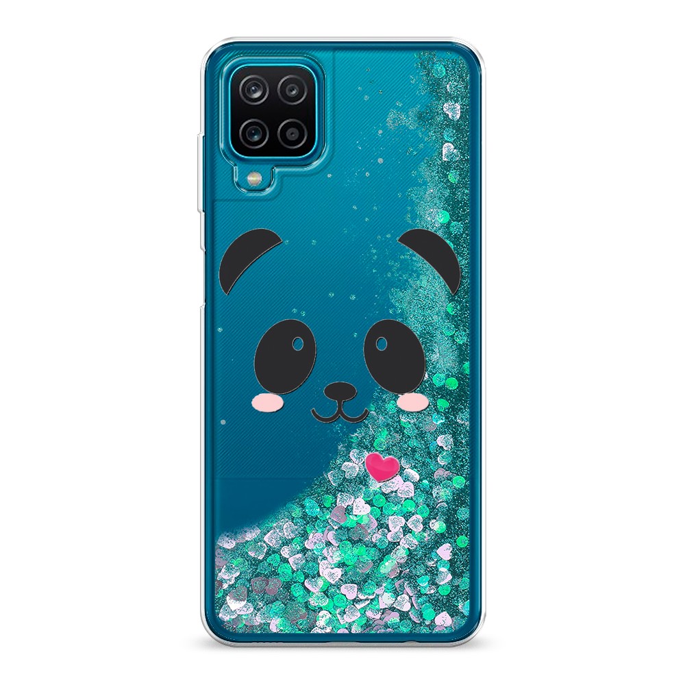 

Жидкий чехол с блестками "Влюбленный панда контур" на Samsung Galaxy A12, 2101695-1