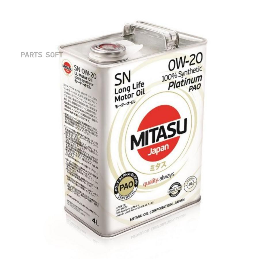 MITASU PLATINUM PAO SN 0W-20 100% Synthetic (4л)