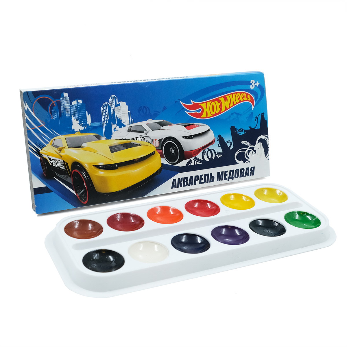 

88696 Акварель Hot Wheels медовая 12 цв., без кисточки, Разноцветный