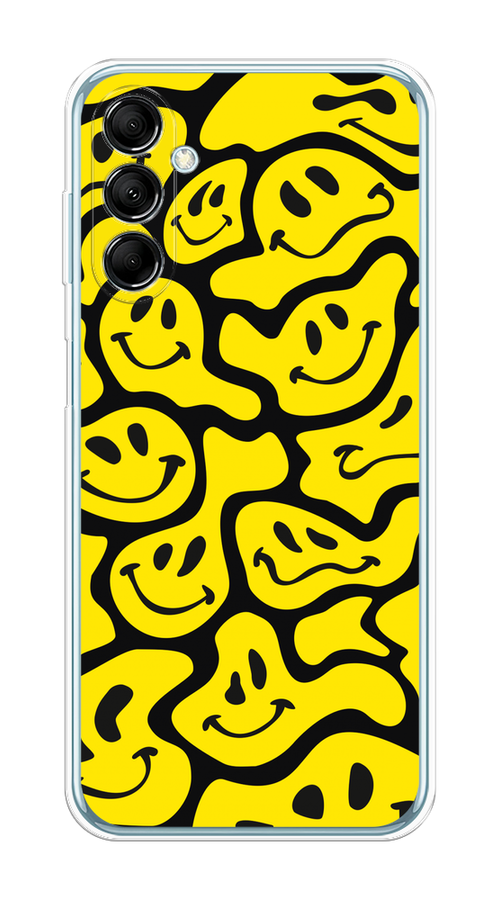 

Чехол на Samsung Galaxy M14 5G "Расплывчатые смайлики желтые", Черный;желтый, 2108150-6