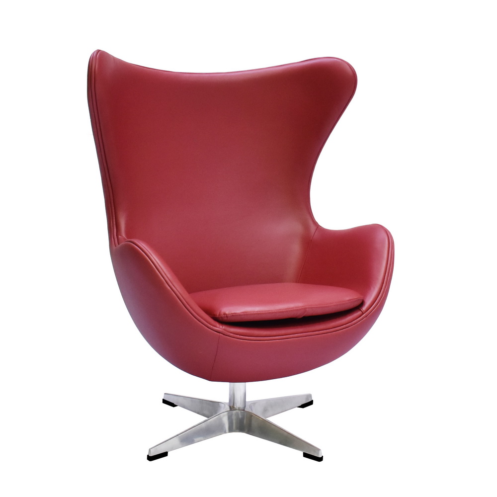 фото Кресло bradexhome egg chair красный (натуральная кожа)