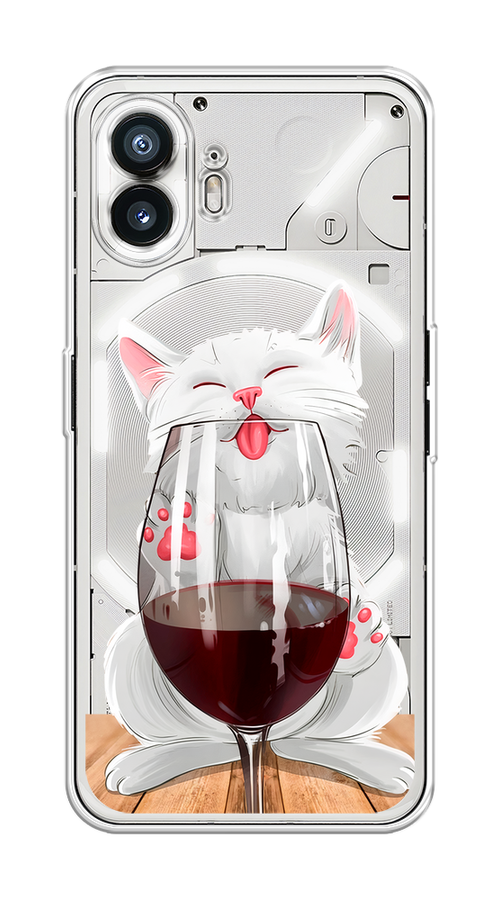 

Чехол на Nothing Phone (2) "Кот с бокалом", Прозрачный;белый;красный, 3300250-1