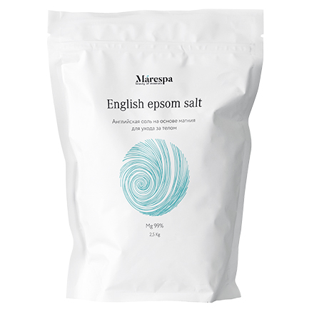 Английская соль для ванн Marespa Эпсом, 2,5 кг соль для ванн marespa эпсом английская расслабляющая розмарин и мята 4 кг