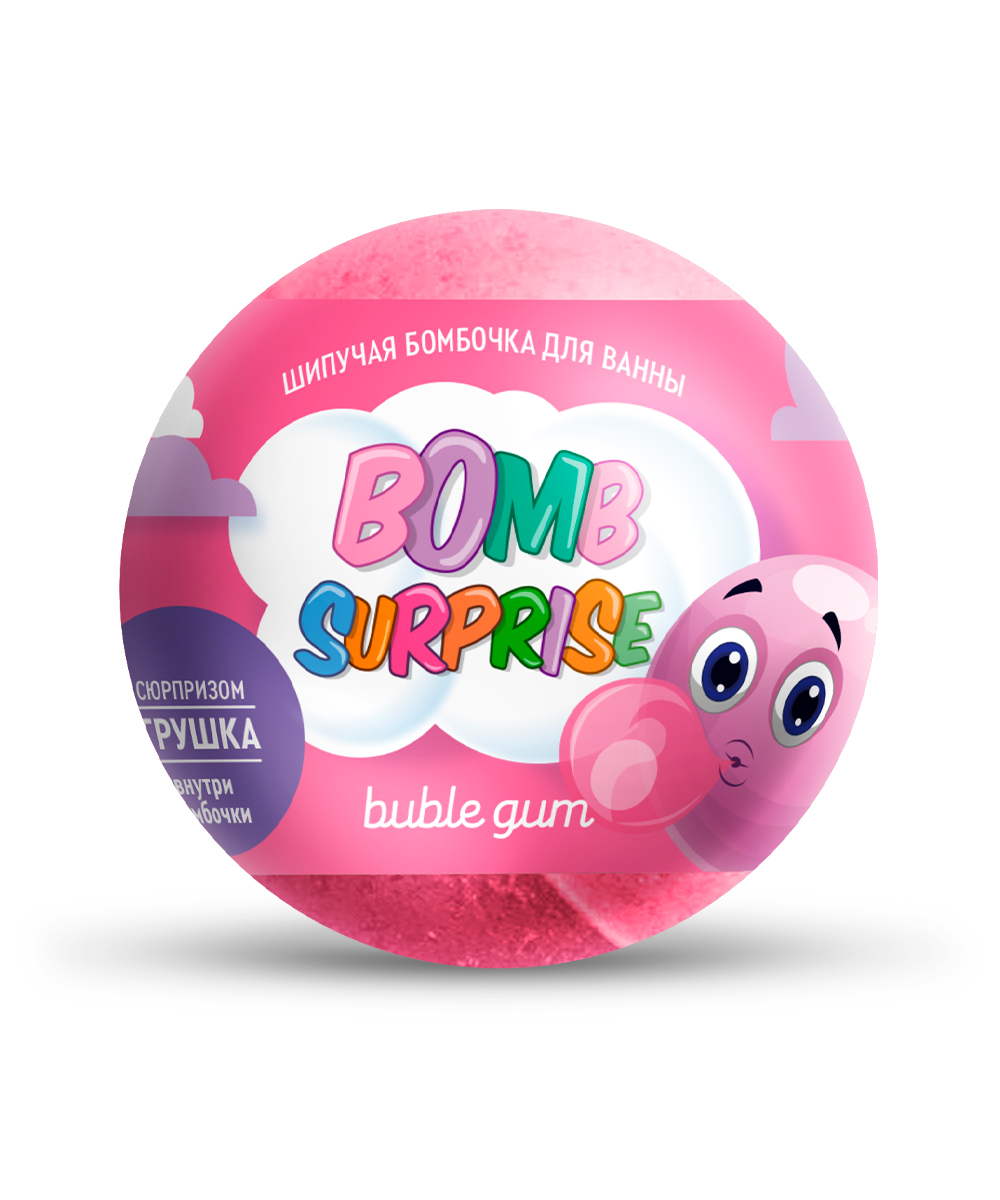 Бомбочка для ванны Fito косметик Bomb Surprice шипучая, с игрушкой, bubble gum 115 г шипучая бомбочка фитокосметик bomb surprise для ванны bubble gum с игрушкой 115 г 6 шт