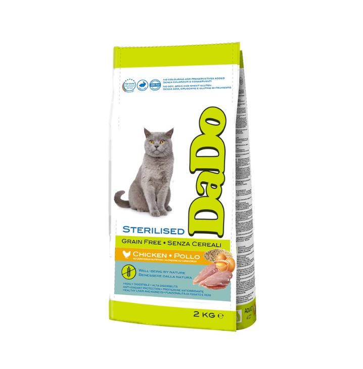 Сухой корм для стерилизованных кошек, беззерновой Dado Cat Grain-Free St с курицей 2 кг