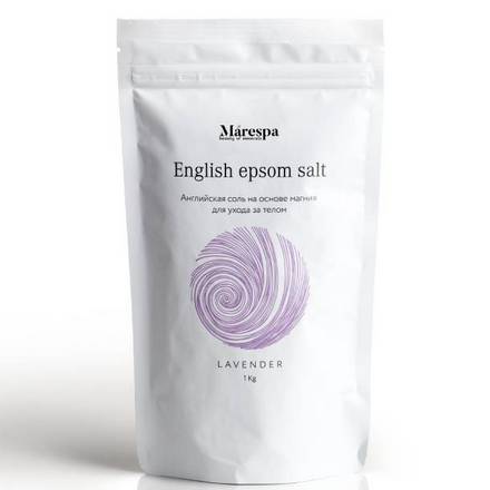 Соль для ванн Marespa Эпсом английская, расслабляющая, лаванда 1 кг
