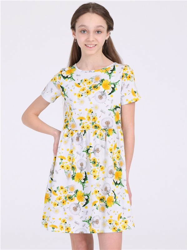 Платье детское Апрель 1ДПК4292001н, одуванчики на белом, 146