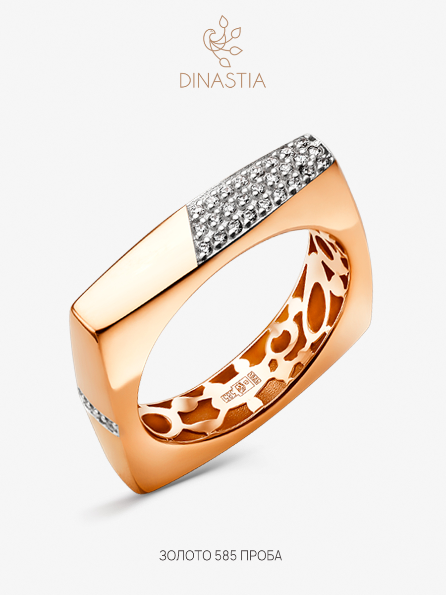 

Кольцо из золота р. 18,5 DINASTIA.GOLD 900951, фианит, 900951