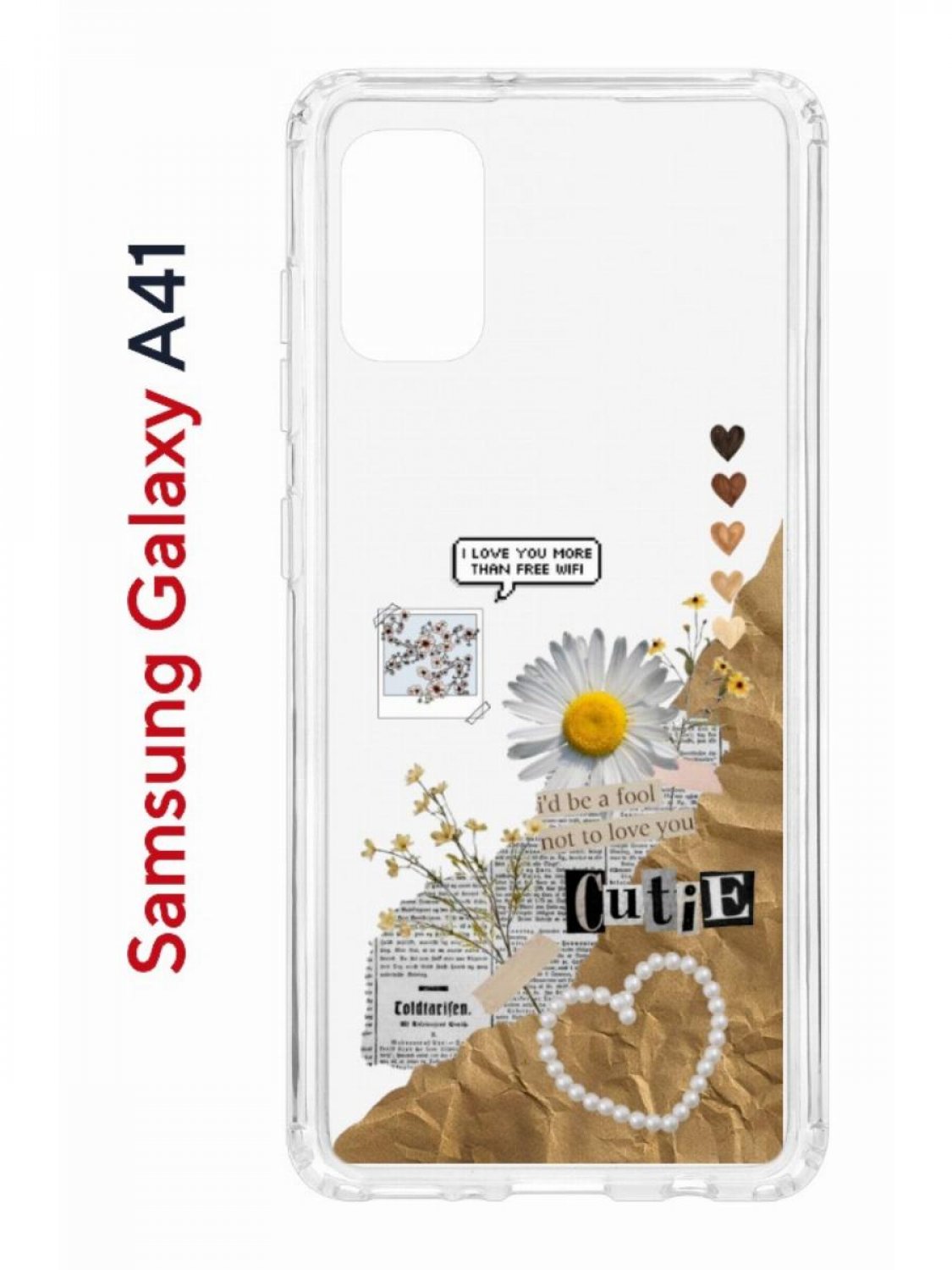 Чехол на Samsung A41 Kruche Print Крафтовые наклейки противоударный бампер,защита камеры