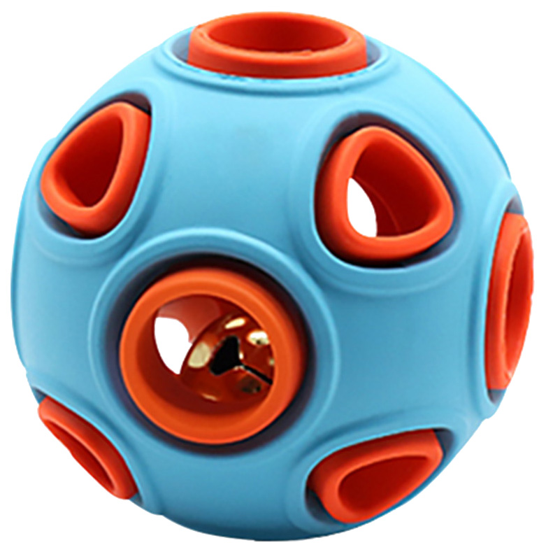 фото Игрушка для собак zoowell play мяч c колокольчиком оранжево-голубой
