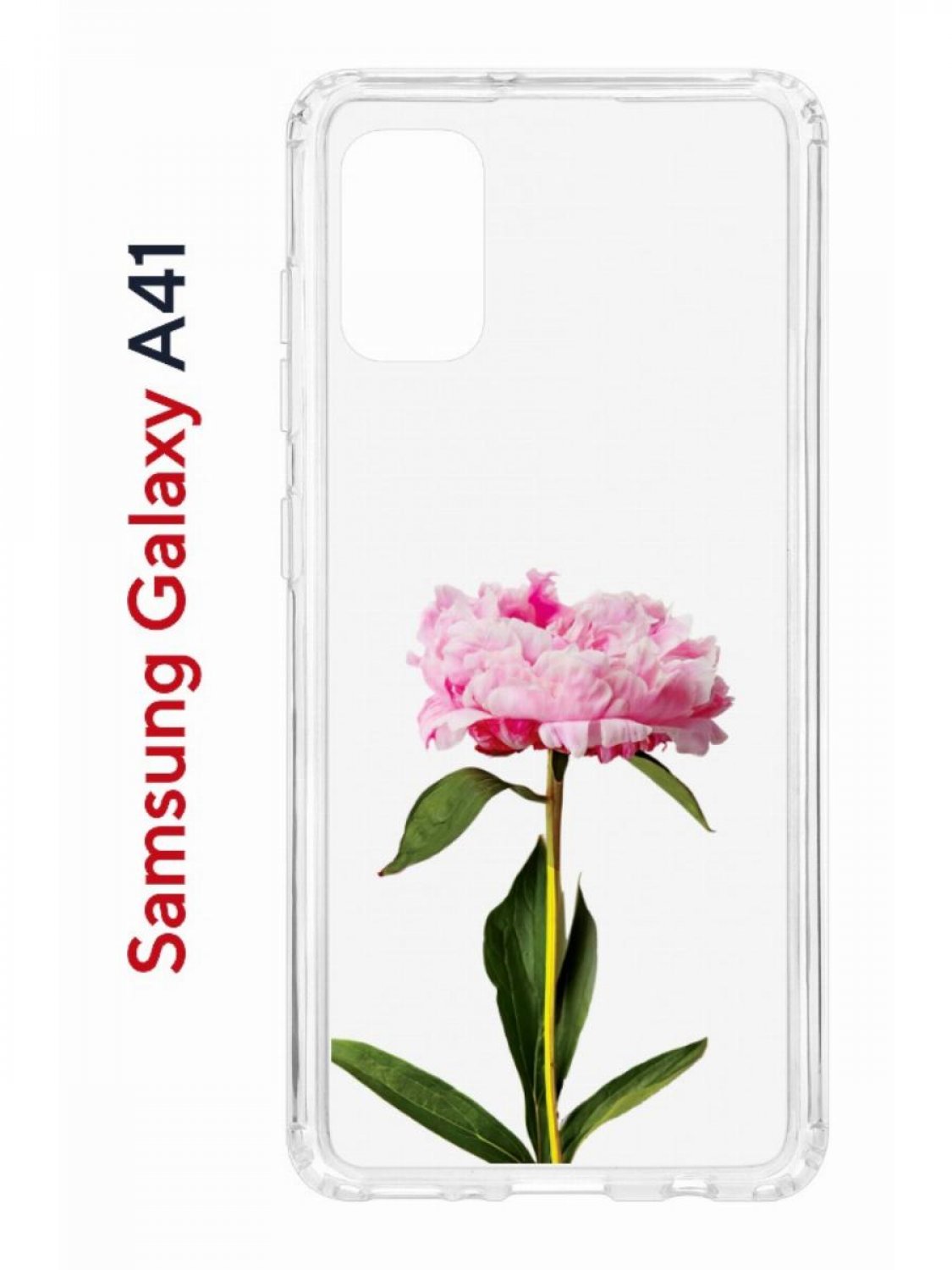 Чехол на Samsung A41 с принтом Kruche Print Пион, противоударный бампер, с защитой камеры