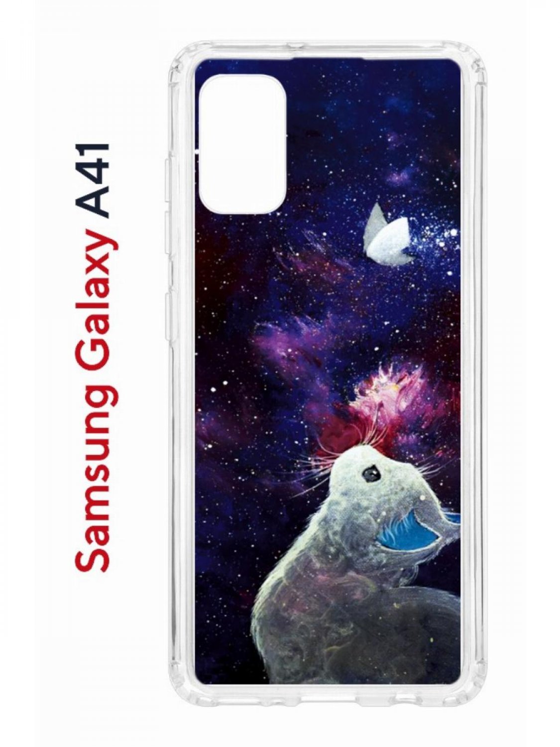 Чехол на Samsung A41 Kruche Print Мотылёк, противоударный бампер, с защитой камеры