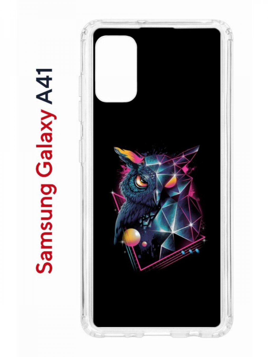 Чехол на Samsung A41 Kruche Print Retro Owl, противоударный бампер, с защитой камеры