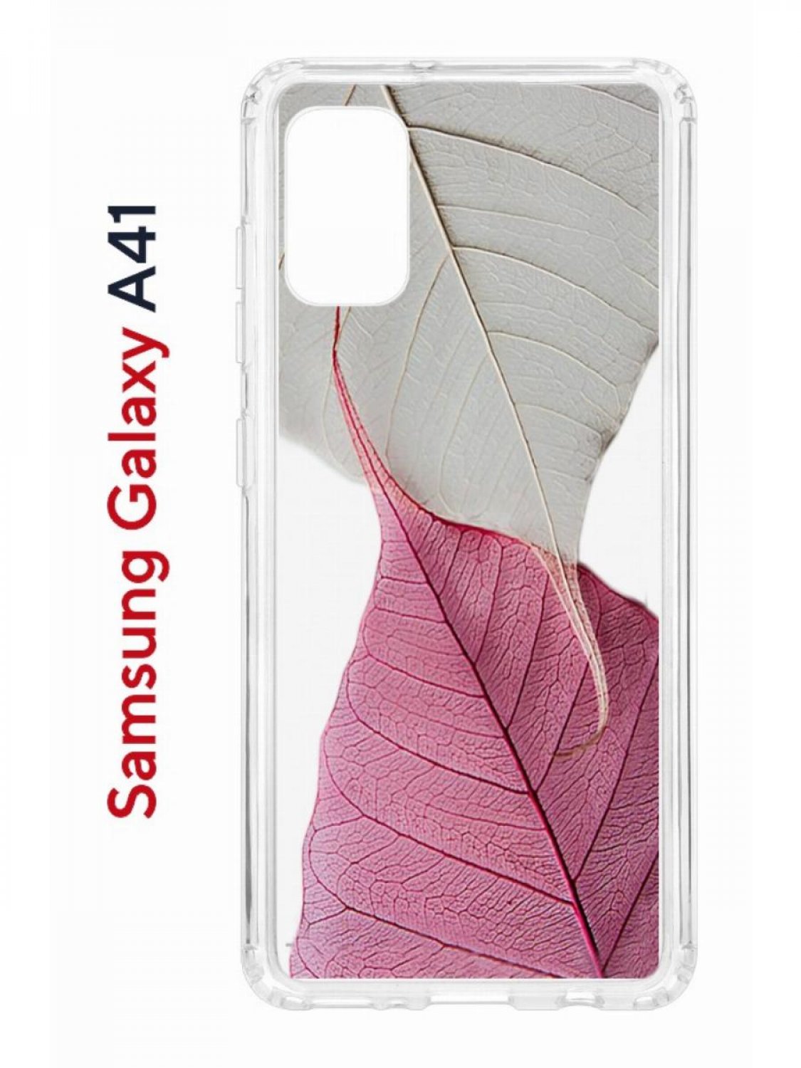 Чехол на Samsung A41 Kruche Print Pink and white, противоударный бампер, с защитой камеры