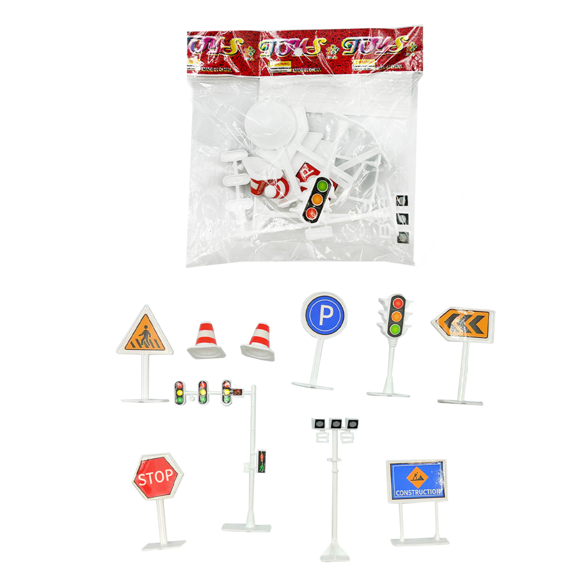 

Игровой набор Sharktoys Знаки дорожного движения, 10 элементов, Белый
