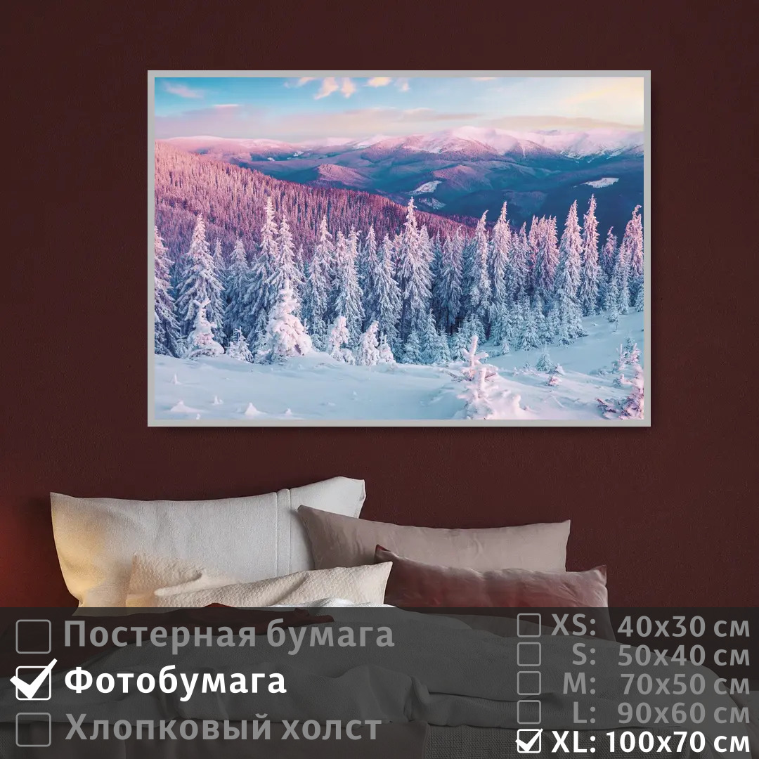 

Постер на фотобумаге ПолиЦентр Зимний лес урал 100х70 см, ЗимнийЛесУрал1