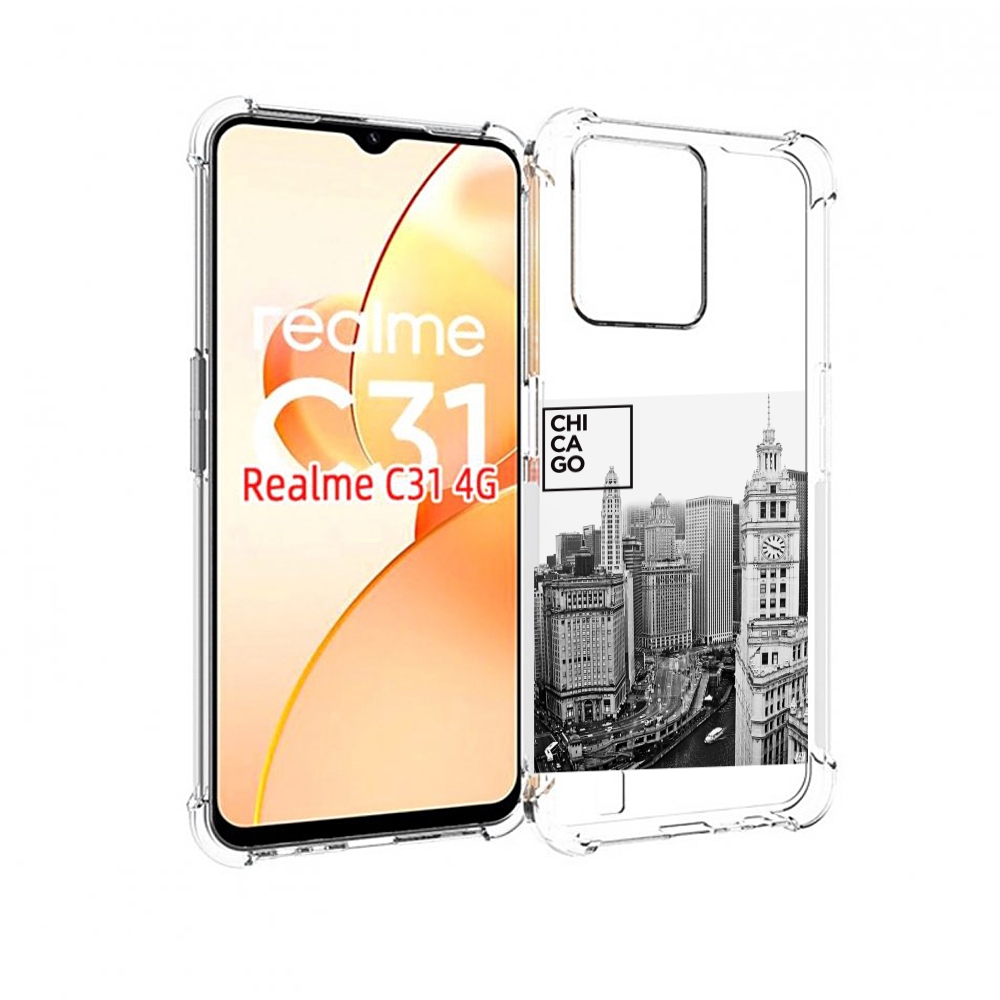 

Чехол MyPads черно белый чикаго для OPPO Realme C31, Прозрачный, Tocco