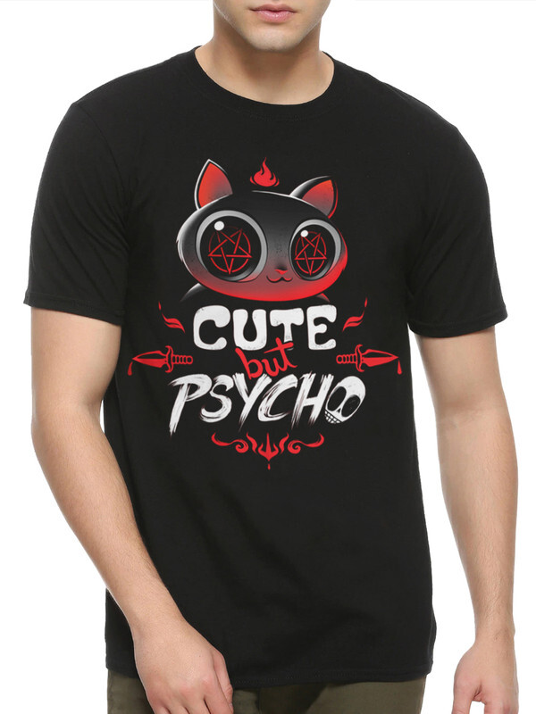 фото Футболка мужская design heroes котик cute but psycho83 черная xl