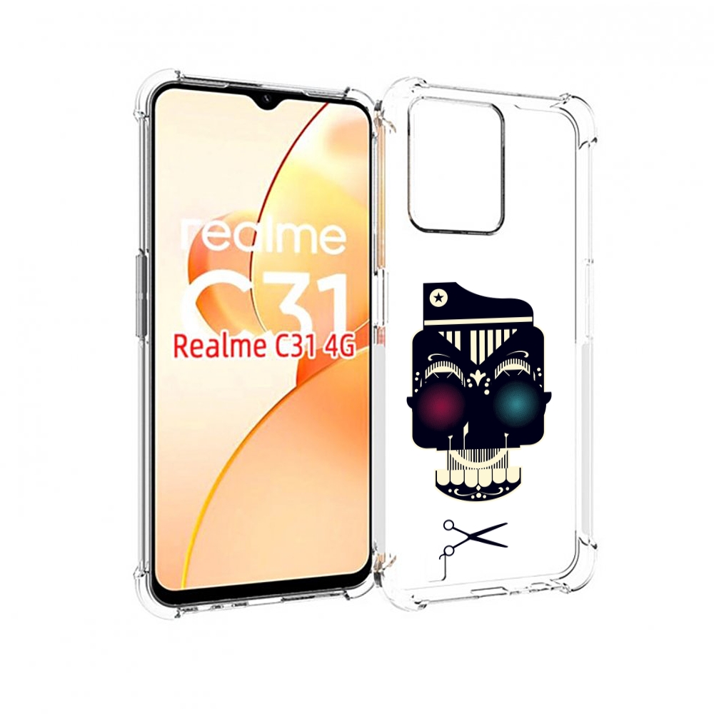 

Чехол MyPads черно белый скелет с яркими глазами для OPPO Realme C31, Прозрачный, Tocco