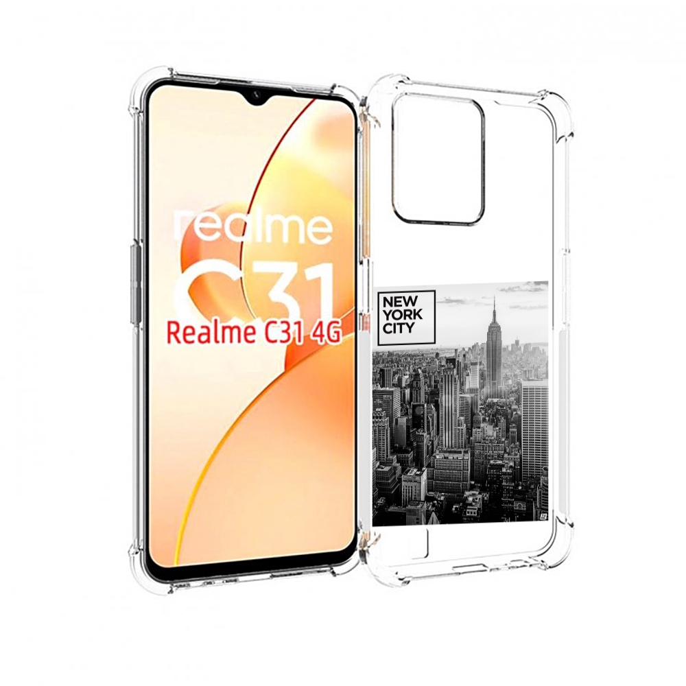 

Чехол MyPads черно белый Нью-Йорк для OPPO Realme C31, Прозрачный, Tocco