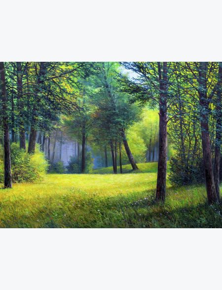 

Алмазная мозаика без подрамника Утренний Лес, 50x40 см, 30 цветов, 54781, РА-063