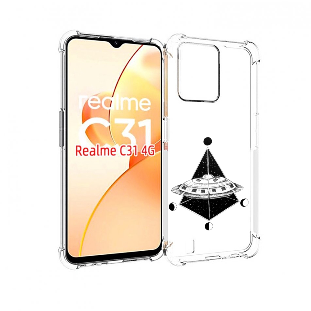 

Чехол MyPads черно белая летающая тарелка для OPPO Realme C31, Прозрачный, Tocco