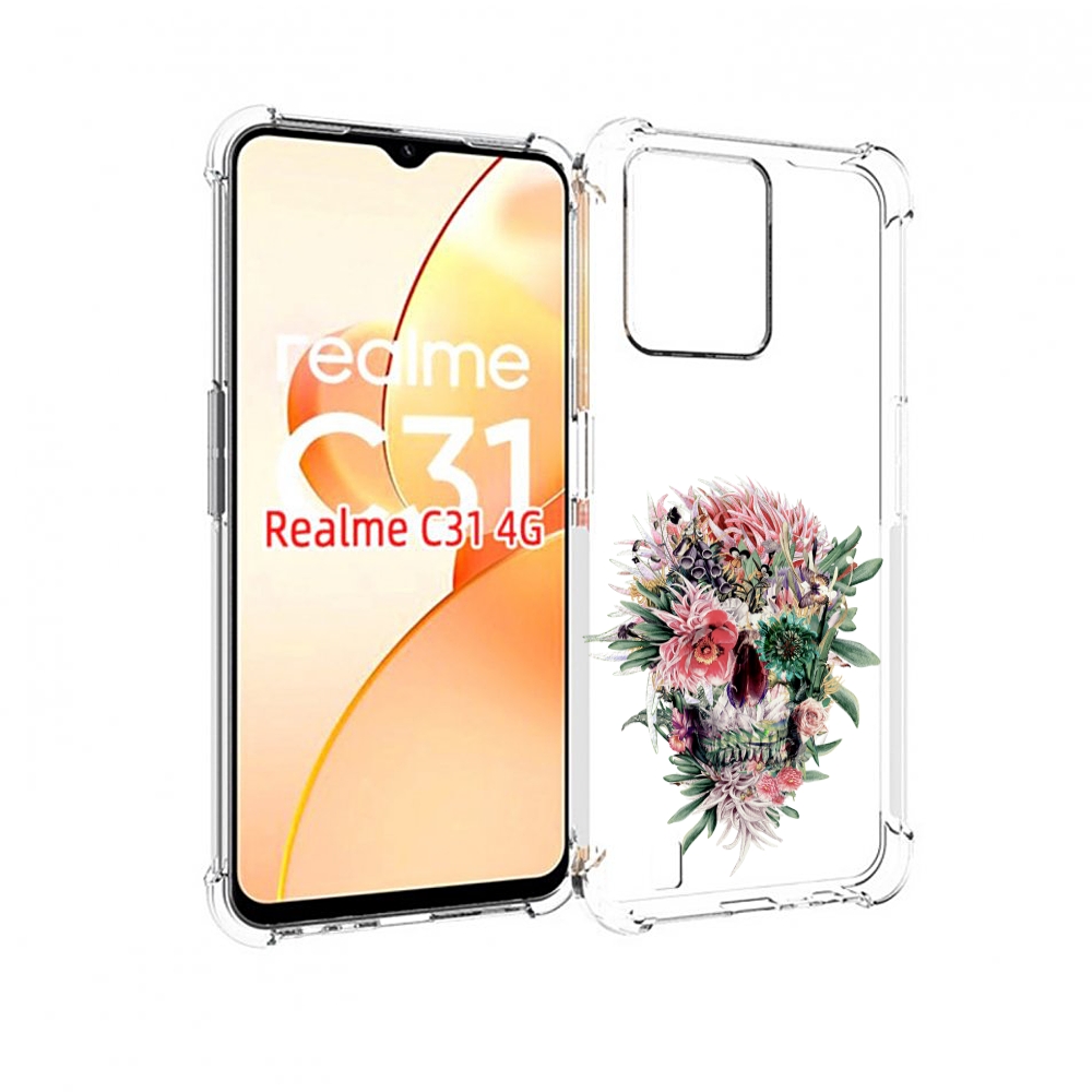 

Чехол MyPads череп из цветов для OPPO Realme C31, Прозрачный, Tocco