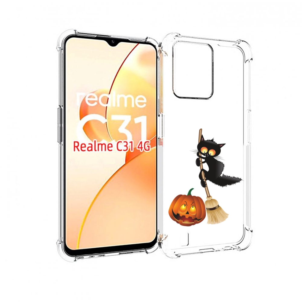 

Чехол MyPads хэлуинский котик для OPPO Realme C31, Прозрачный, Tocco