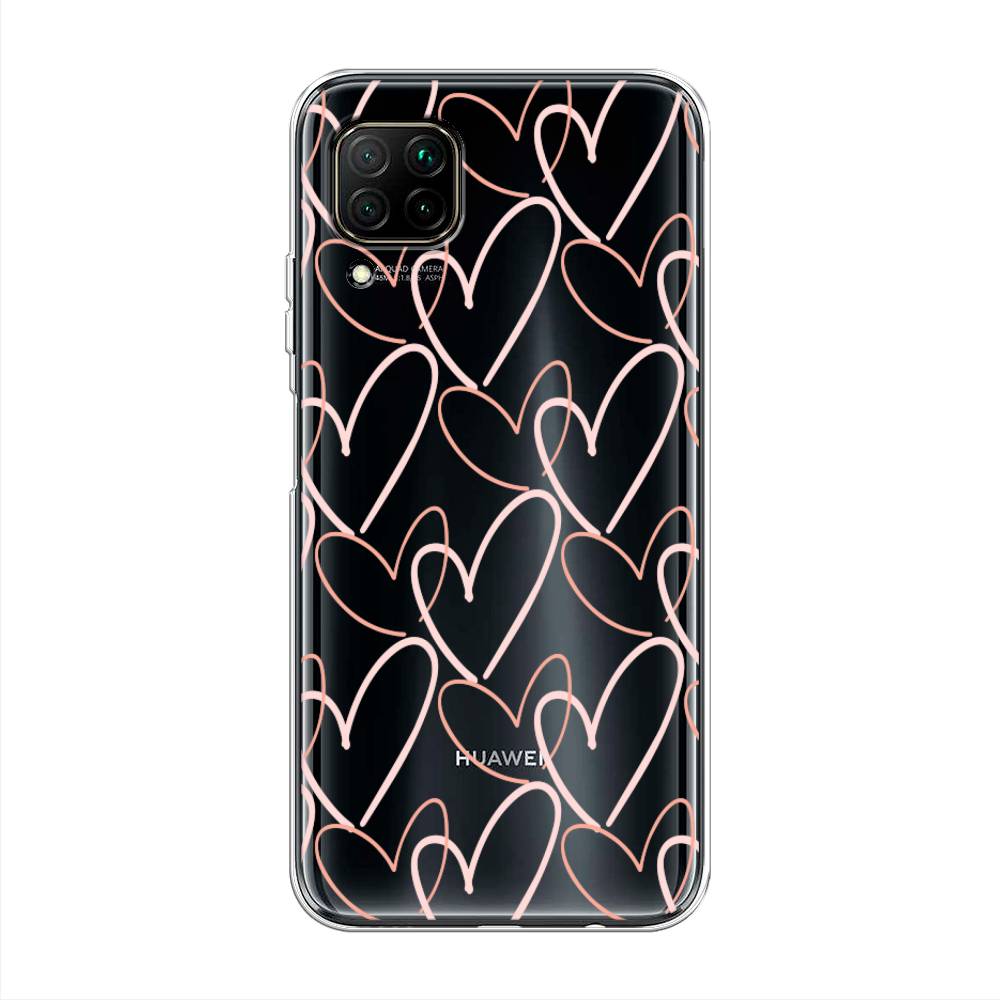 

Чехол на Huawei Nova 7i "Узор из сердечек", Розовый;бежевый, 611850-6