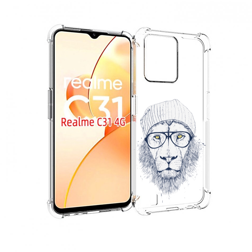 

Чехол MyPads хиппи лев для OPPO Realme C31, Прозрачный, Tocco