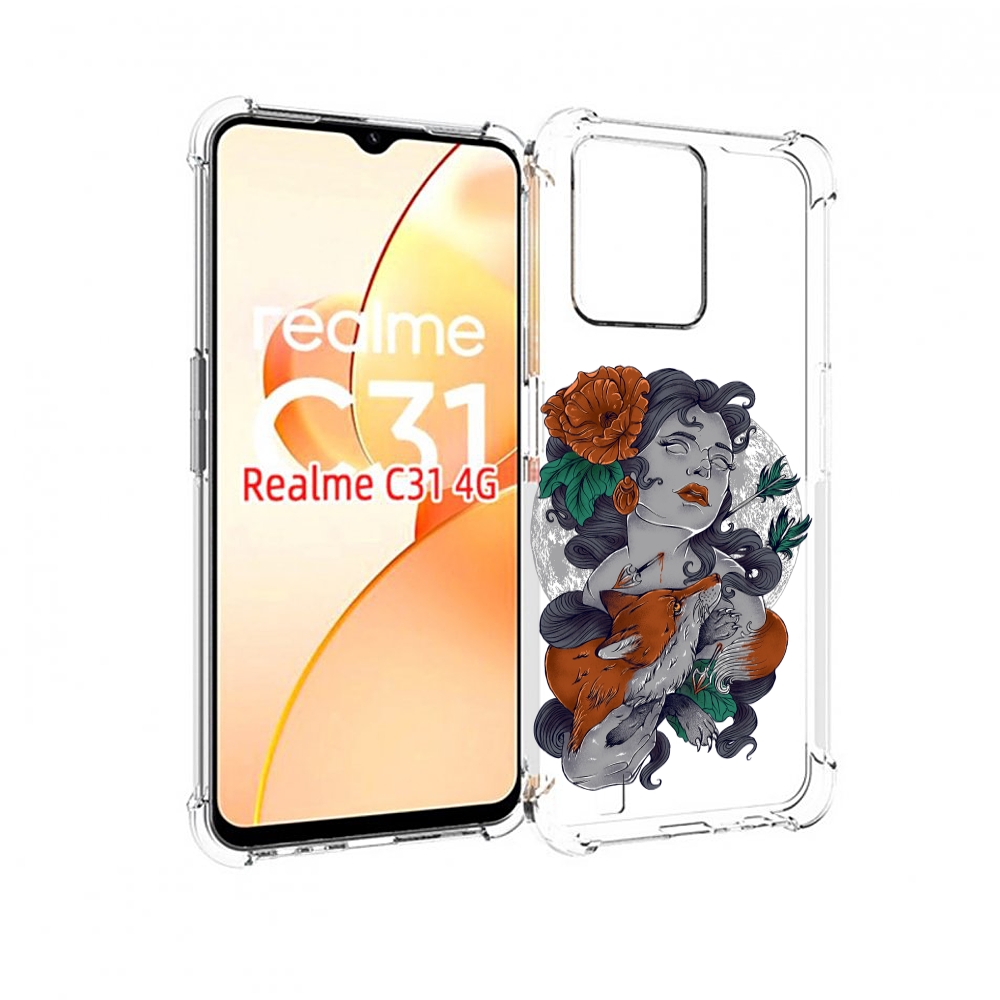 

Чехол MyPads темная девушка с лисой для OPPO Realme C31, Прозрачный, Tocco