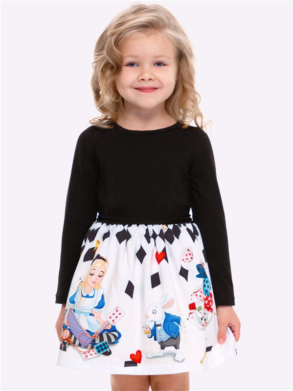 Платье детское Апрель 1ДПД3517804ня, черный+алиса на белом, 116