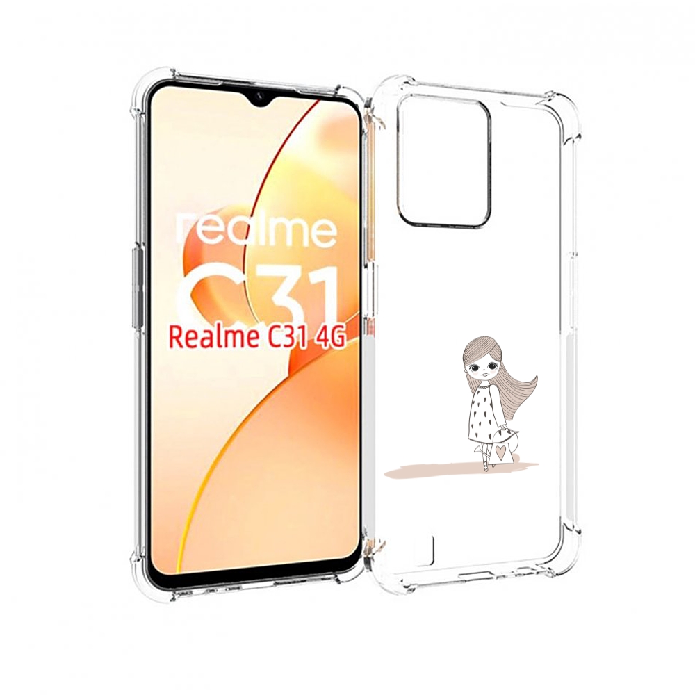 Чехол MyPads Девочка с сумкой для OPPO Realme C31